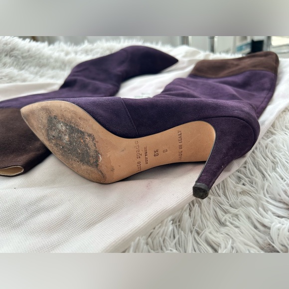 Kate Spade purple and brown suede knee boots - Picture 2 of 4